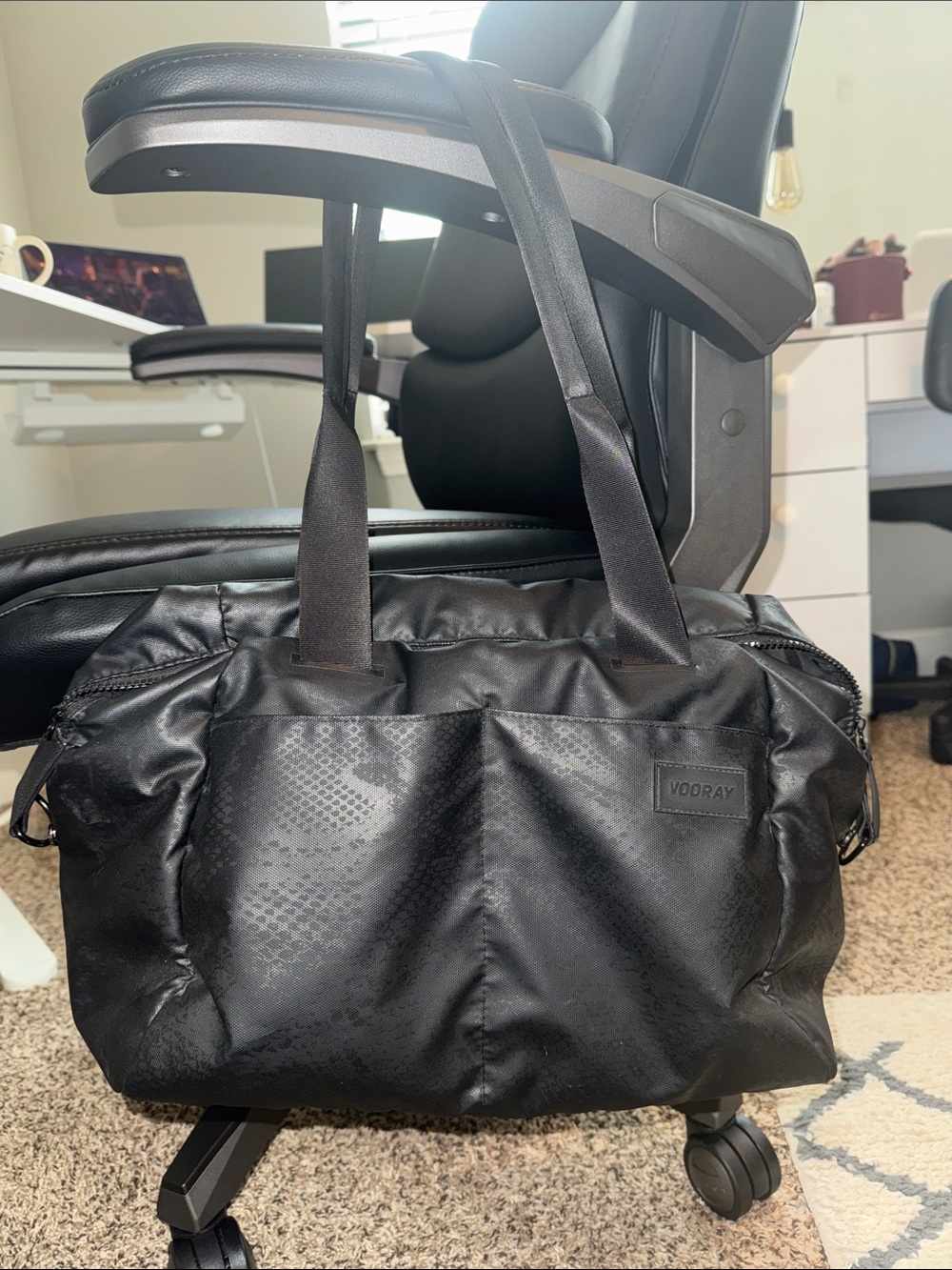 Vooray Alana Duffel Black Snakeskin
